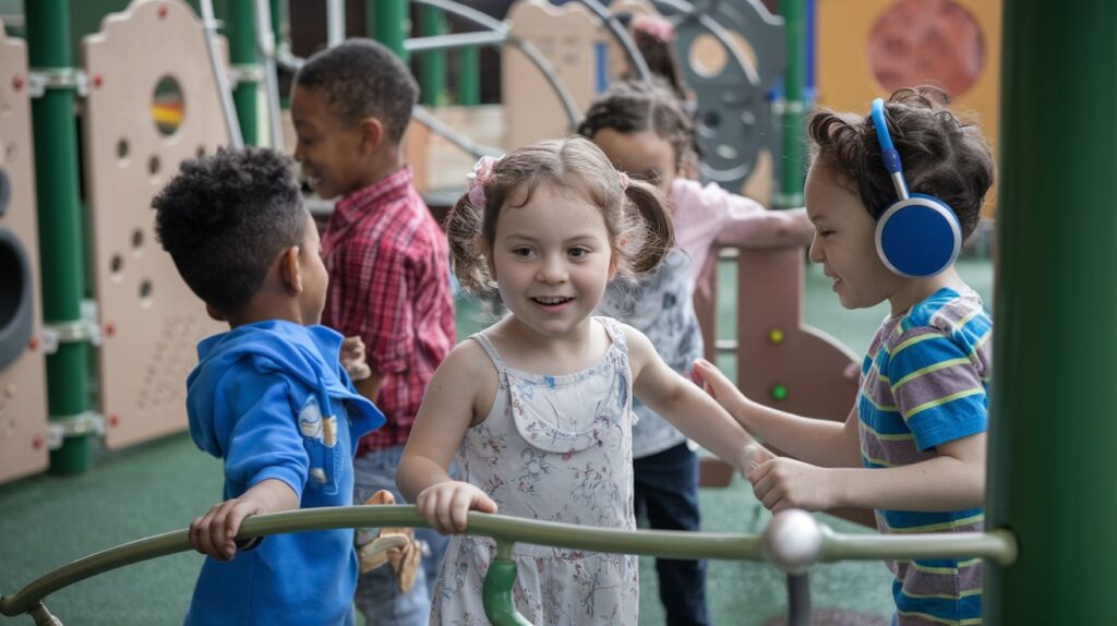 Kids playing together in a playground