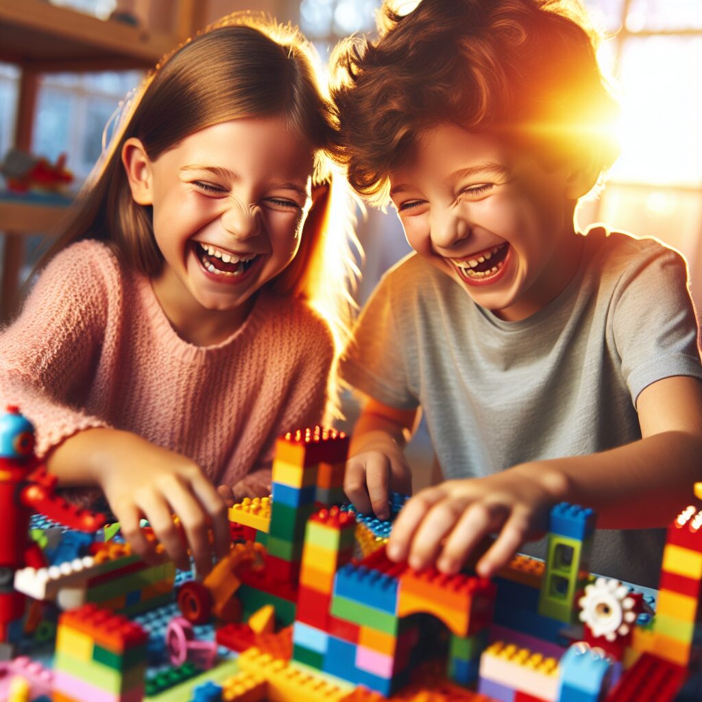 autistic child and sibling playing together